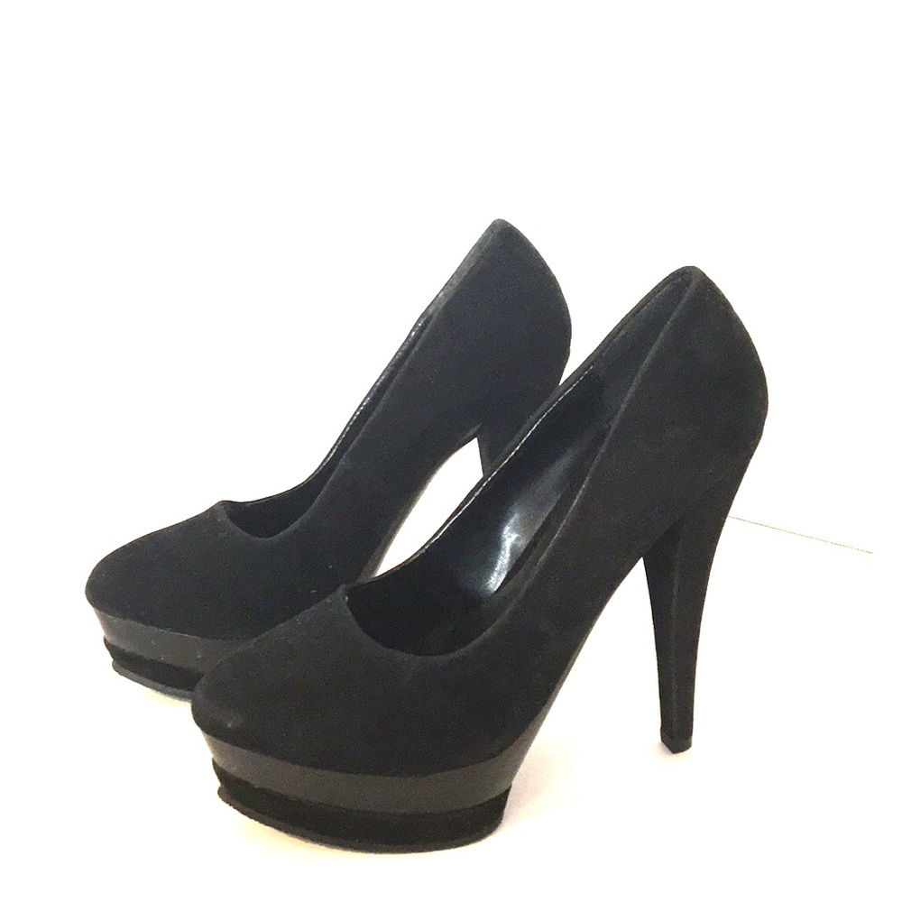 Ami Clubwear Black Faux Suede 1.5"Platform 5" Heel